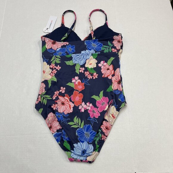 Liz Claiborne Swimsuit Womens 10 Blue Floral One Piece Underwire Tummy Control - Picture 6 of 7